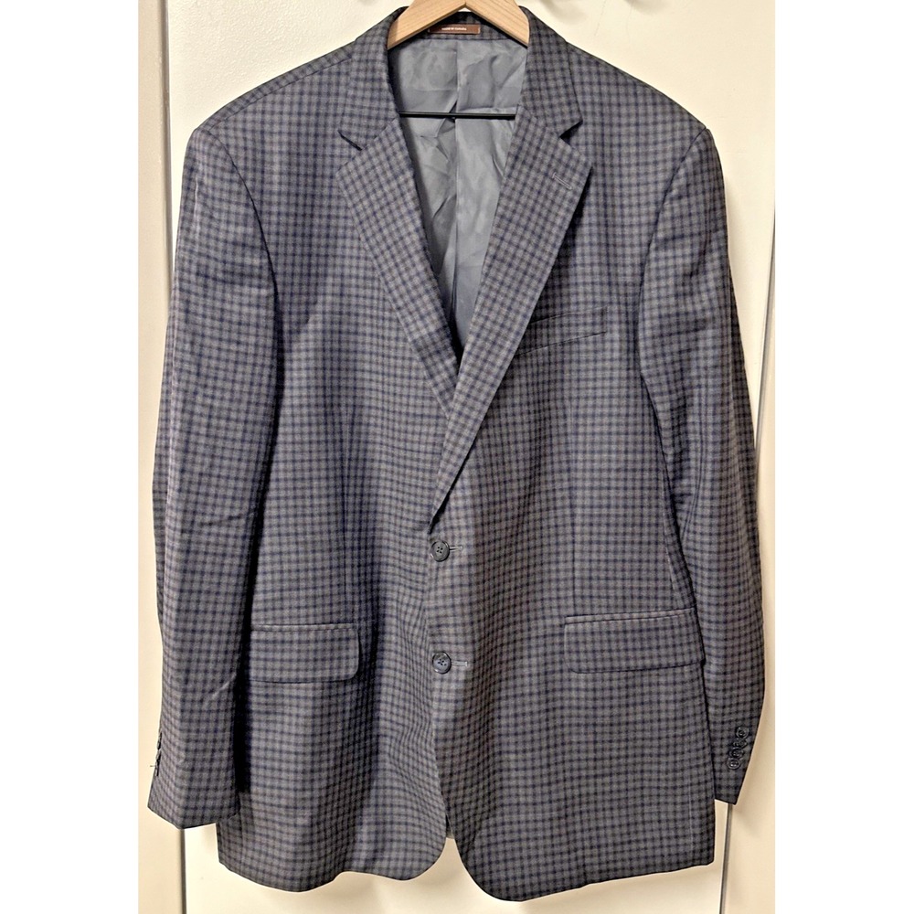 Peter Millar Men Size 46T Virgin Wool Classic Checked Blazer‎ Suit Jacket Plaid